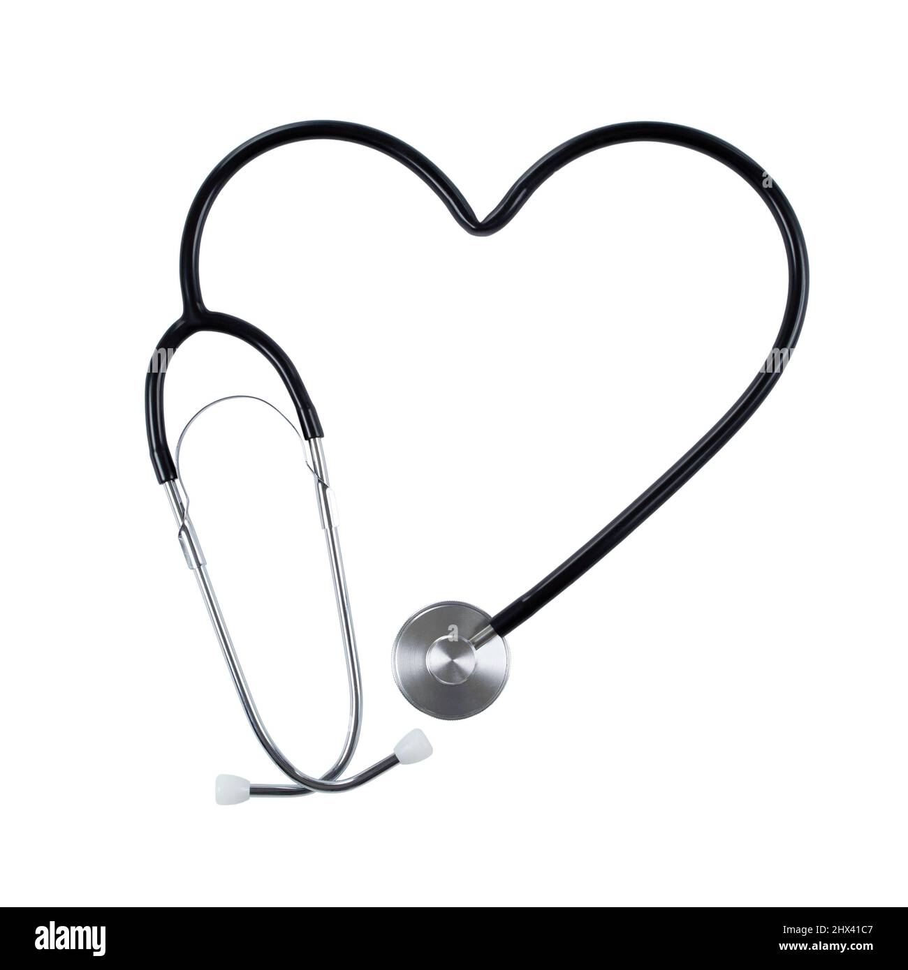 Black stethoscope with heart shape isolated on white background. Stock ...
