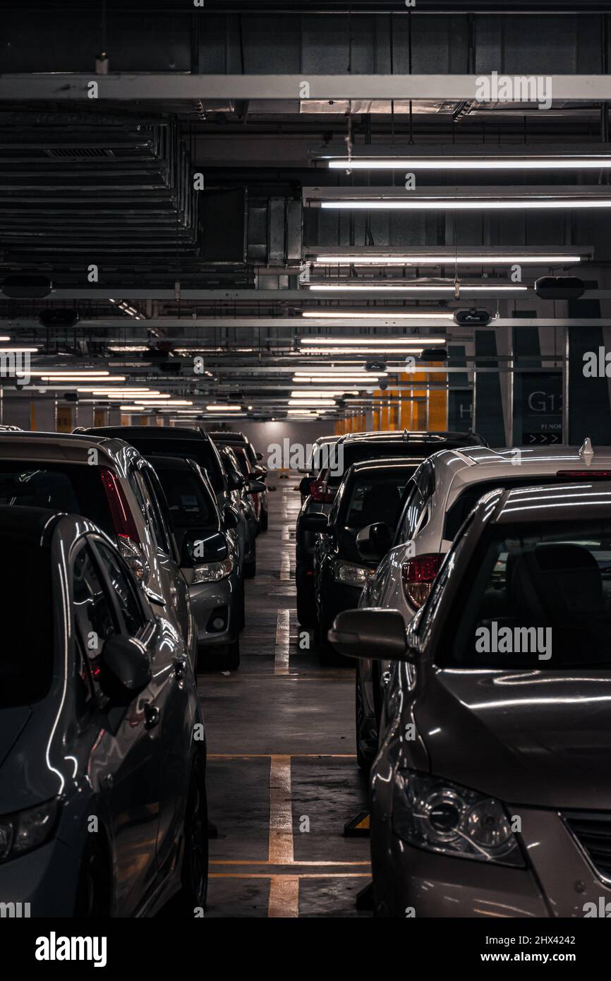 An underground basement parking lot in malaysia stock photo alamy