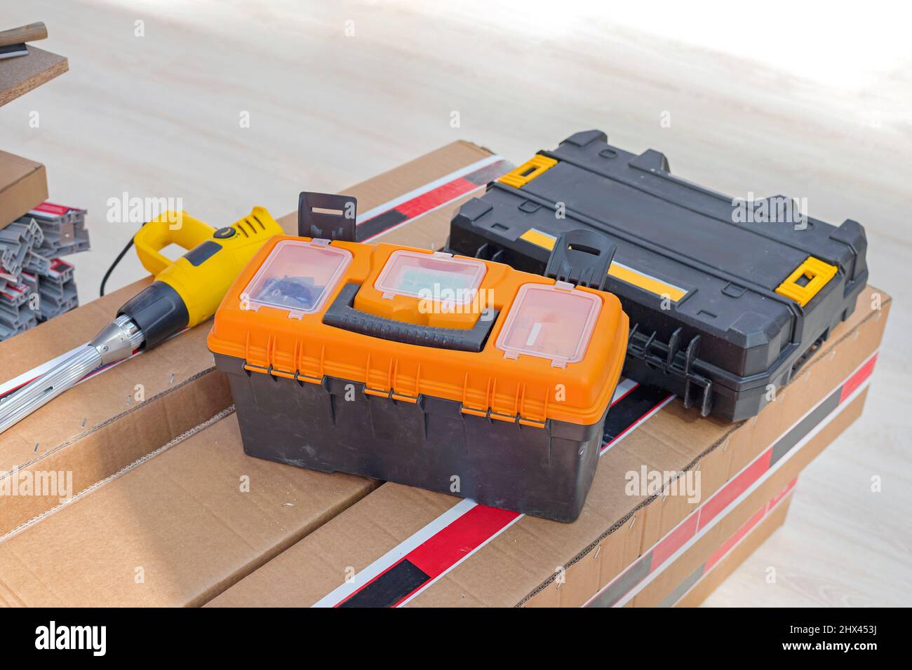 Toolbox Tools Equipment at Work Site Location Stock Photo Alamy