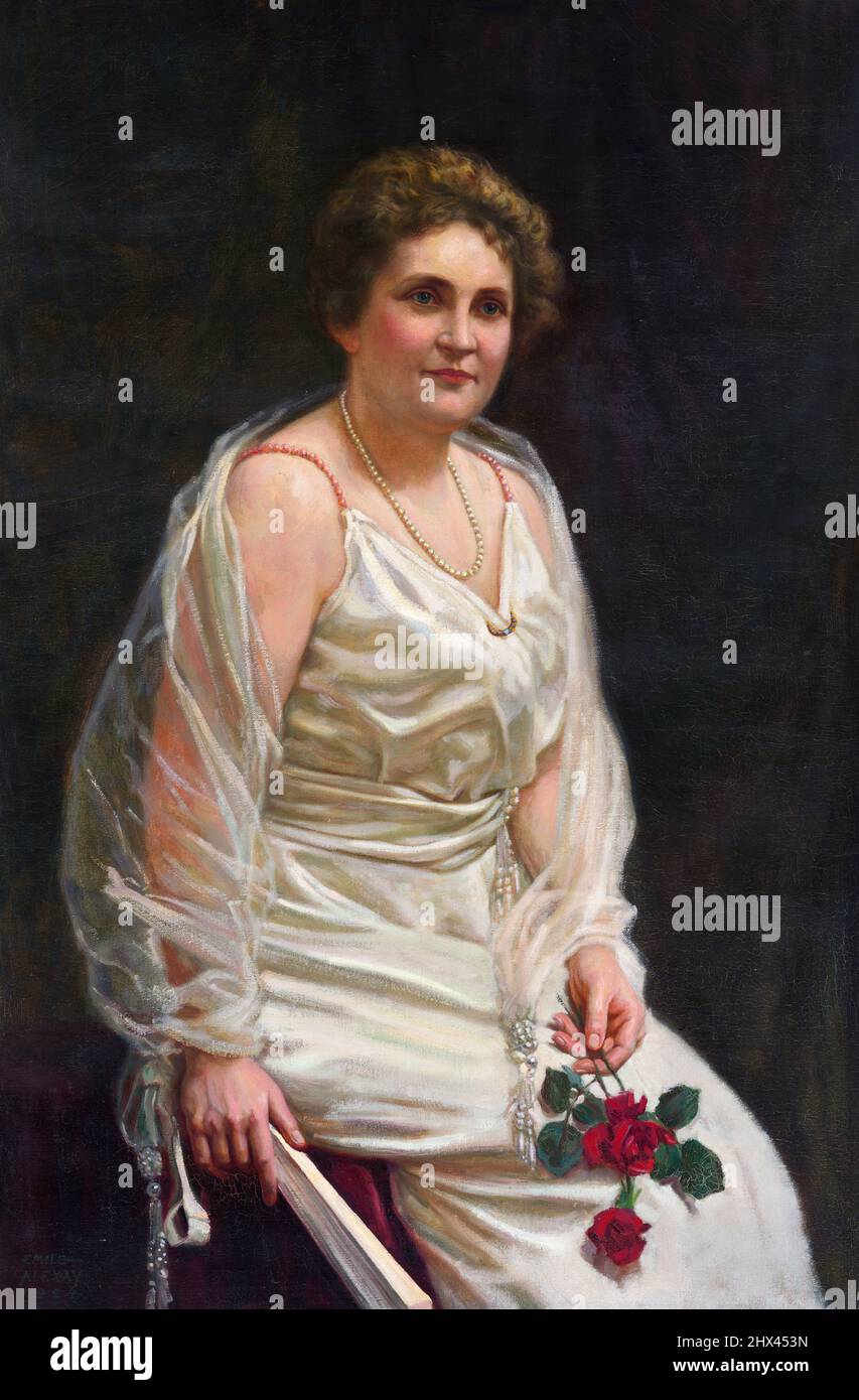 Portrait of the American First Lady, Edith Wilson (1872-1961) by Emile Alexay, oil on canvas, 1924. Edith was the second wife of President Woodrow Wilson. Stock Photo
