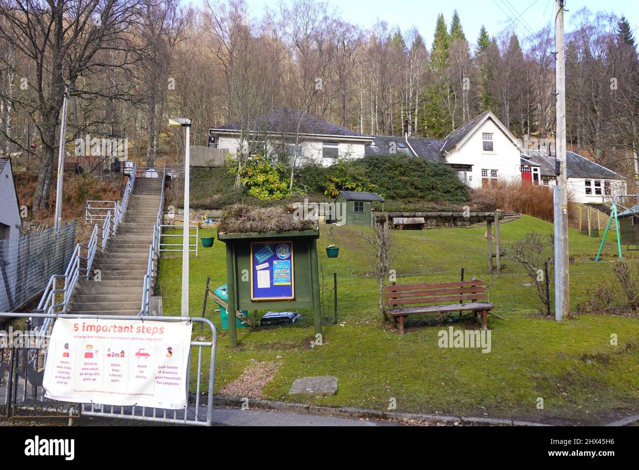 Glen Lyon, Glenlyon, primary school, Bridge of Balgie, Glenlyon, Scottish Highlands, United Kingdom Stock Photo