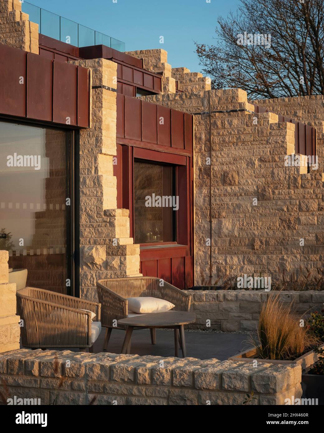 Exterior view of hotel window with private seating area