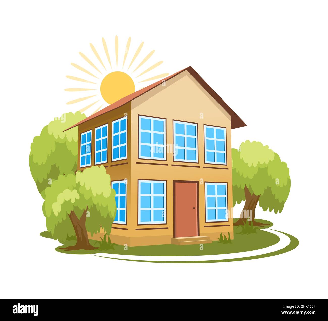 Summer landscape. House surrounded by trees Stock Vector Image & Art ...