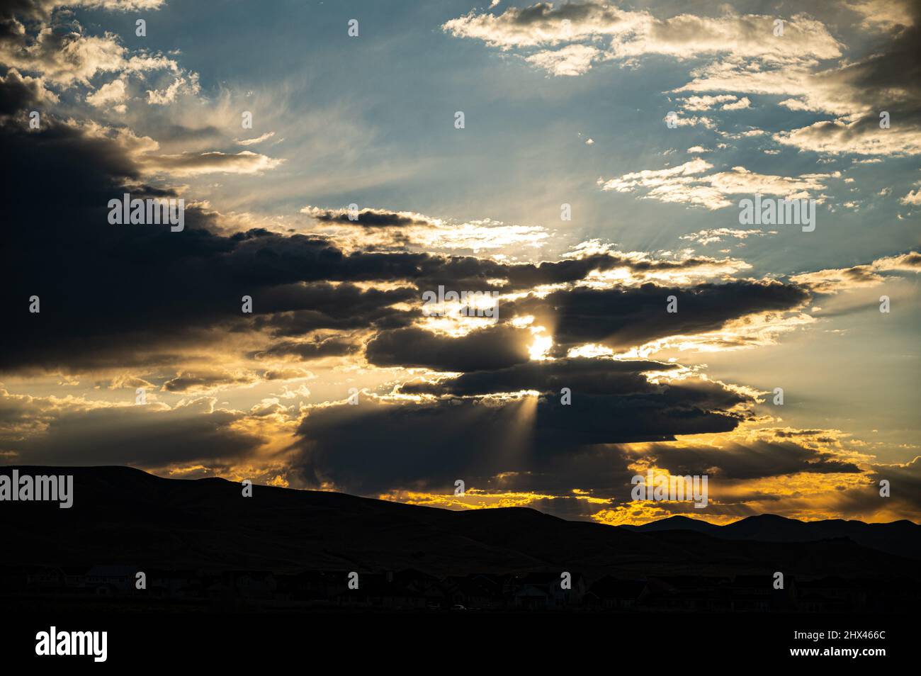 Evening sky with clouds beautiful warm sunset as background Stock Photo ...