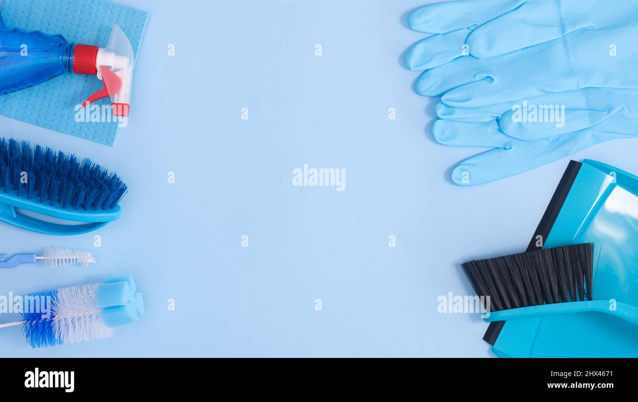 Flat Lay Composition With Cleaning Supplies For Dish Washing And Space For  Text On Marble Background Stock Photo, Picture and Royalty Free Image.  Image 124556222.