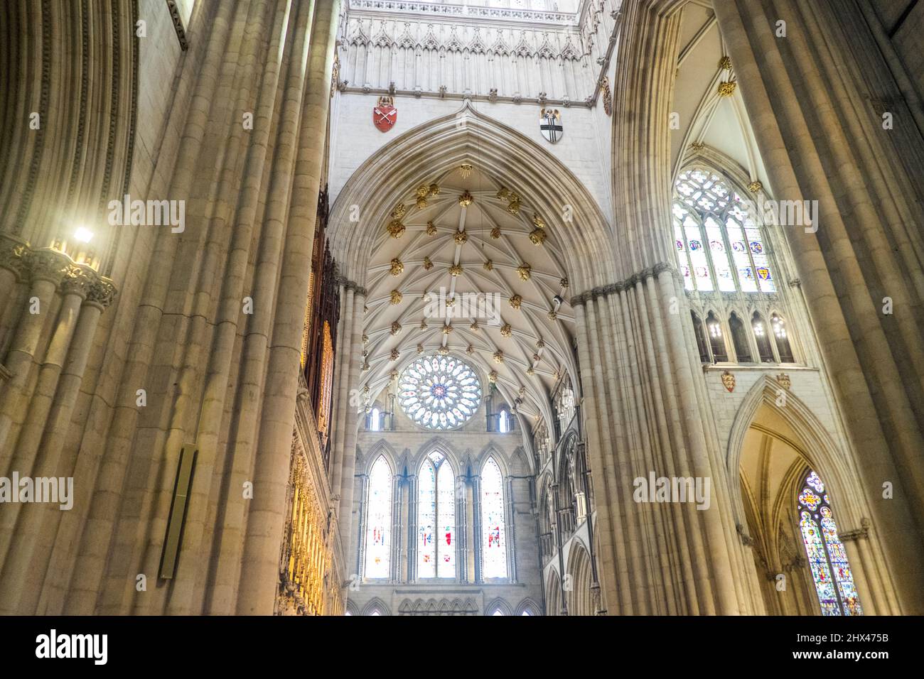 Interior,inside,York Minster,Cathedral,place,of,worship,York,Yorkshire,England,UK,United Kingdom,Great Britain,British,Europe,religion,Christian,Christianity, Stock Photo