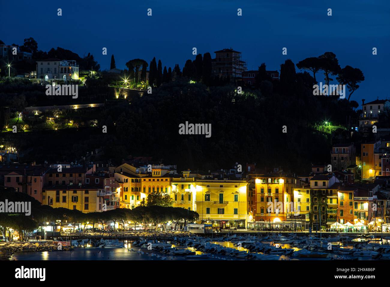 Lerici after sunset, Italy Stock Photo