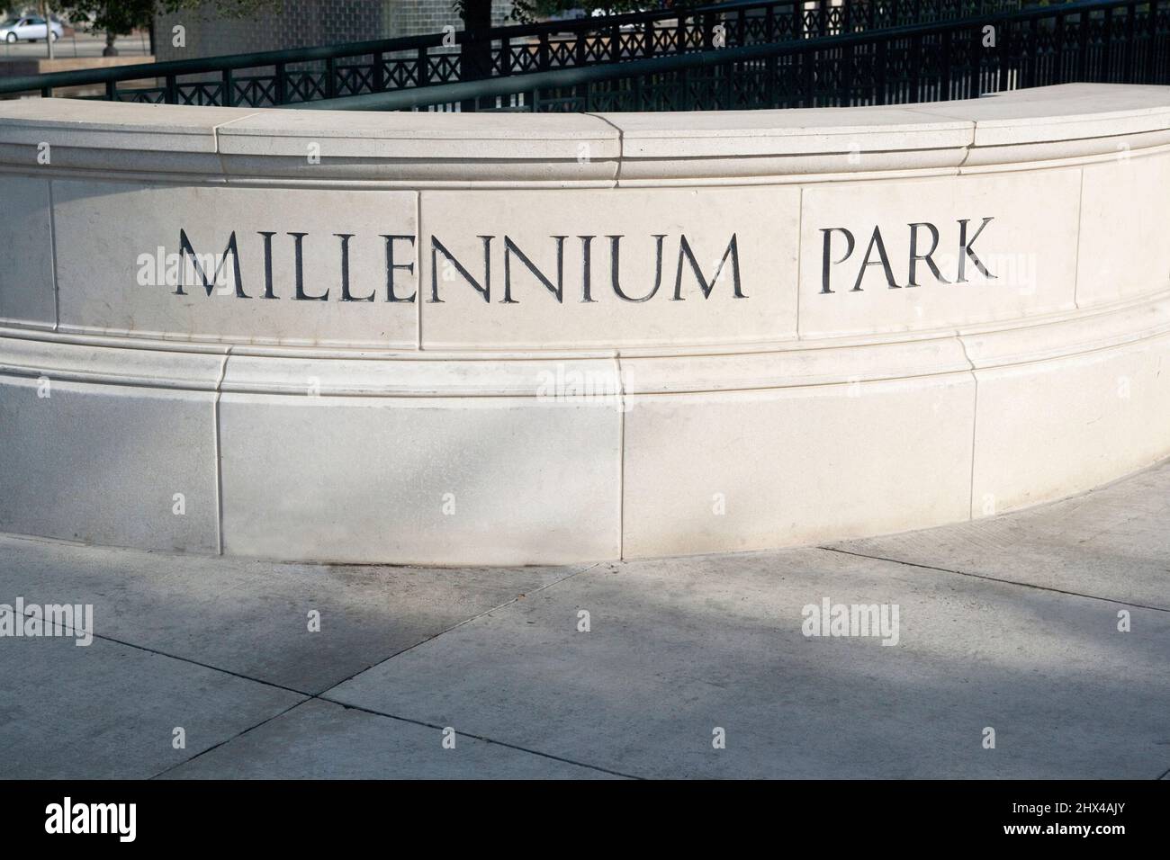 MILLENNIUM PARK SIGN CHICAGO ILLINOIS USA Stock Photo
