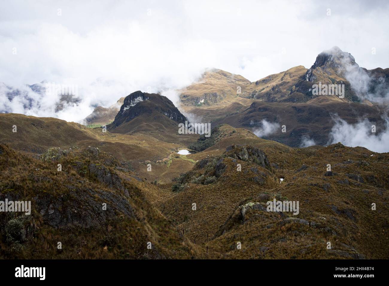 Montañas del Parque Nacional del Cajas Stock Photo