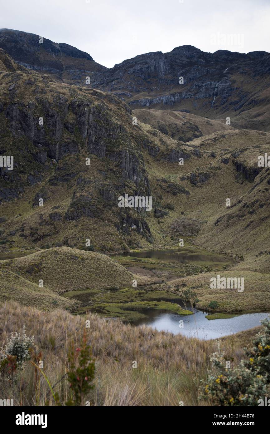 Montañas del Parque Nacional del Cajas Stock Photo