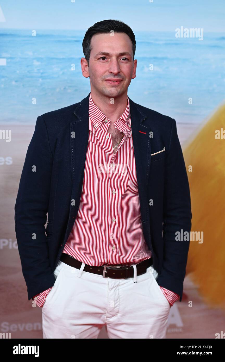 Munich, Germany. 09th Mar, 2022. Actor Arnel Taci stands during the premiere of the film 'JGA: Jasmin. Gina. Anna.' at the Mathäser Filmpalast on the red carpet. Credit: Lennart Preiss/dpa/Alamy Live News Stock Photo