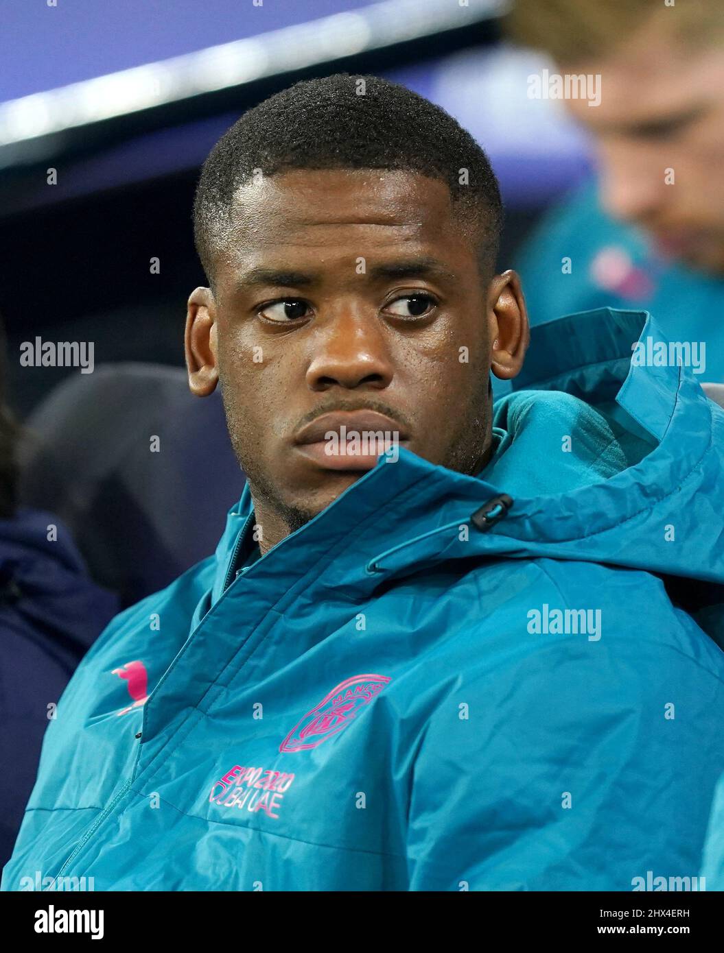 Manchester City's Luke Mbete-Tabu during the UEFA Champions League round of sixteen second leg match at the Etihad Stadium, Manchester. Picture date: Wednesday March 9, 2022. Stock Photo