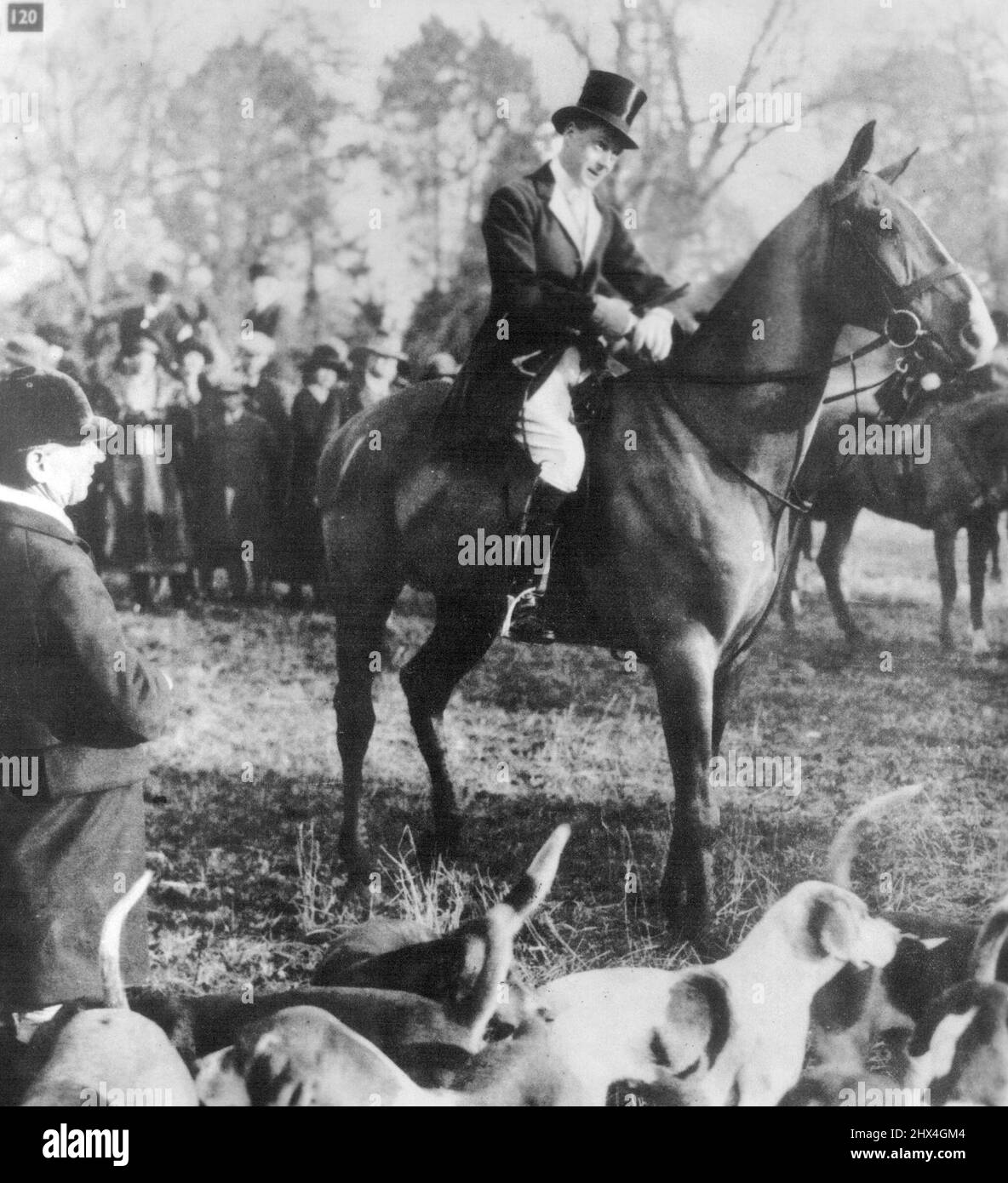 The Prince of Wales at a meet of the Beaufort hunt in 1923. February 01, 1937. Stock Photo