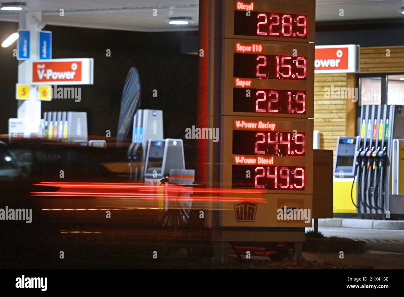 Fuel. 9th Mar, 2022. Diesel more expensive than Super! Gasoline prices