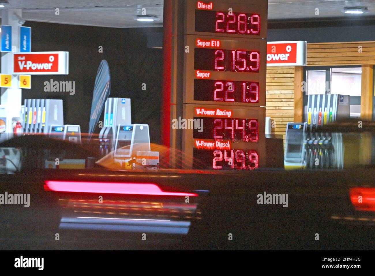 Fuel. 9th Mar, 2022. Diesel more expensive than Super! Gasoline prices