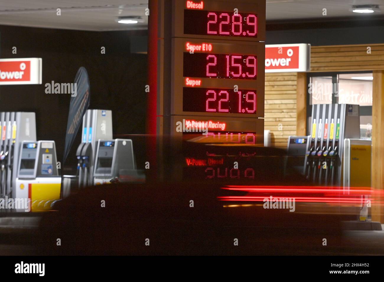 Fuel. 9th Mar, 2022. Diesel more expensive than Super! Gasoline prices