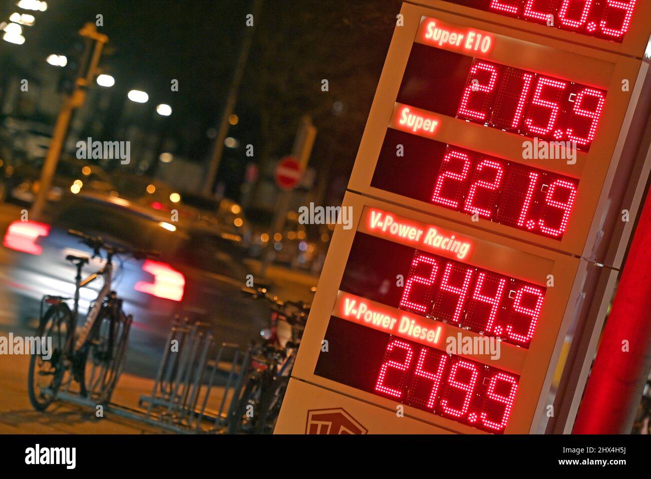 Fuel. 9th Mar, 2022. Diesel more expensive than Super! Gasoline prices