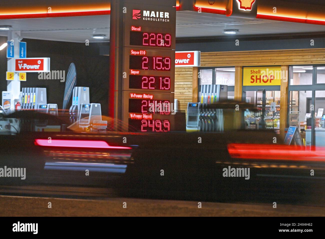 Fuel. 9th Mar, 2022. Diesel more expensive than Super! Gasoline prices