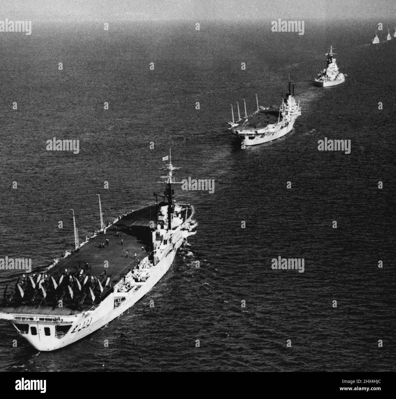 British Home Fleet "Shows The Flag" Units of the British Home Fleet seen from the air in line