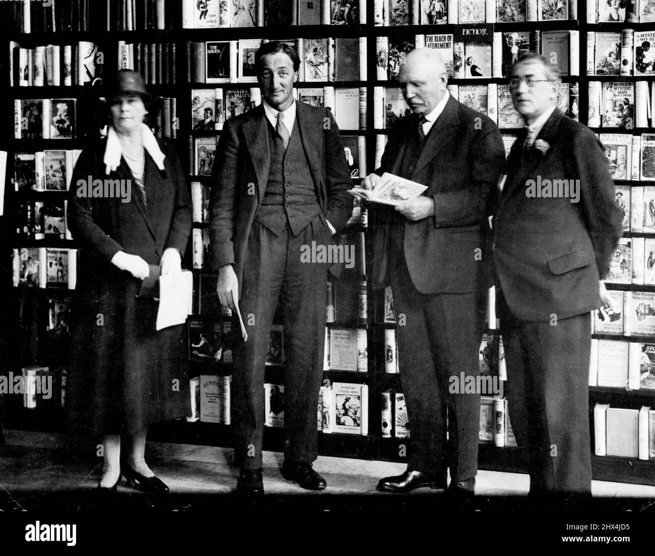 Exhibition of Australian Literature. Mr. A.P. Herbert, the Well-Known Novelist opened an Exhibition of works by Australian authors at Australia House, London to-day, (September 29). Our picture shows left to right Lady Hyrie, Mr. A.P. Herbert, Sir Granville de Laune Ryrie, and Mr. J.C. Squire. November 12, 1931. Stock Photo