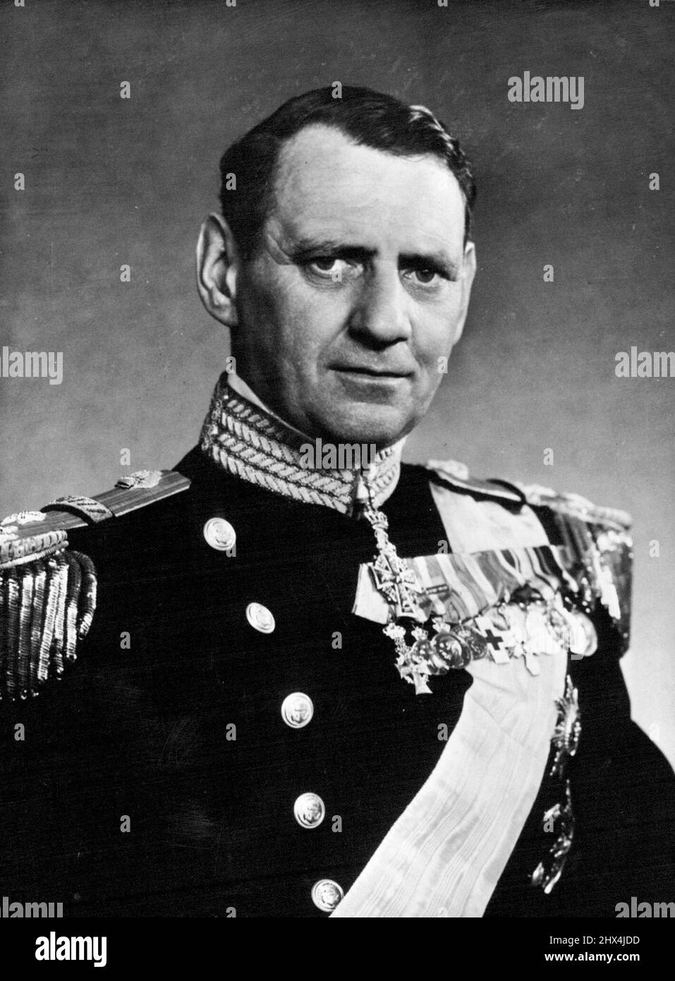 King Frederick IX of Denmark. Born on March 11th,1899, and succeeded to the throne April 20th, 1947, on the death of his father, King Christian X. On May 24th, 1935, he married Princess Ingrid of Sweden; they have three daughters. September 13, 1955. (Photo by Camera Press Ltd). Stock Photo