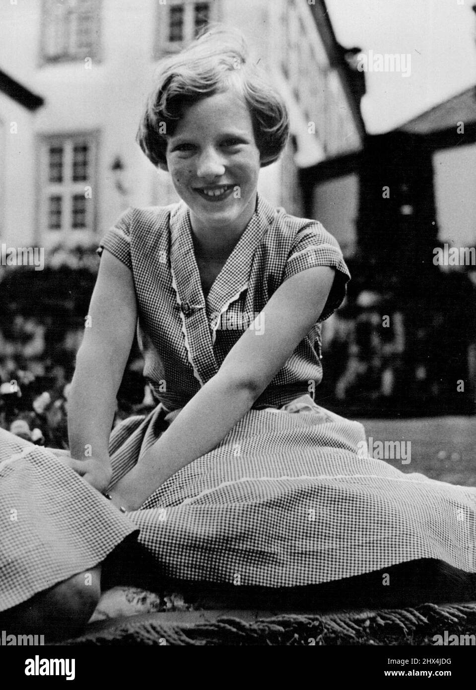 Heir to the throne of Denmark; Princess Margrethe. A new portrait of the 13-year-old daughter of king Frederik and Queen Ingrid of Denmark. June 1, 1953. (Photo by Inga Aistrup, Camera Press). Stock Photo