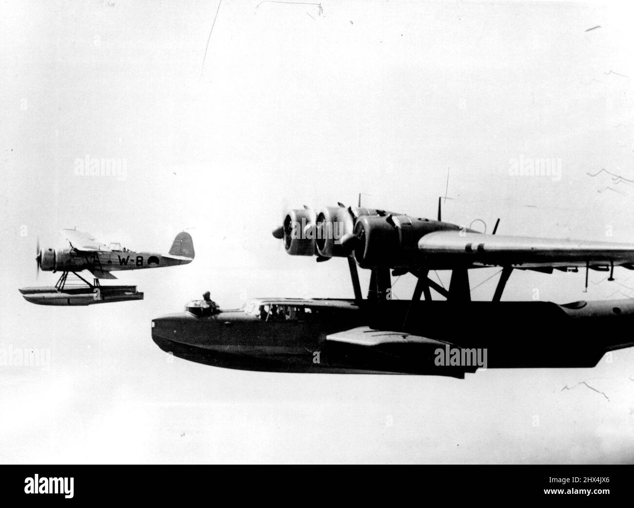Types of East Indies marine patrol aircraft which are serviced by native skilled labour. June 18, 1941. Stock Photo