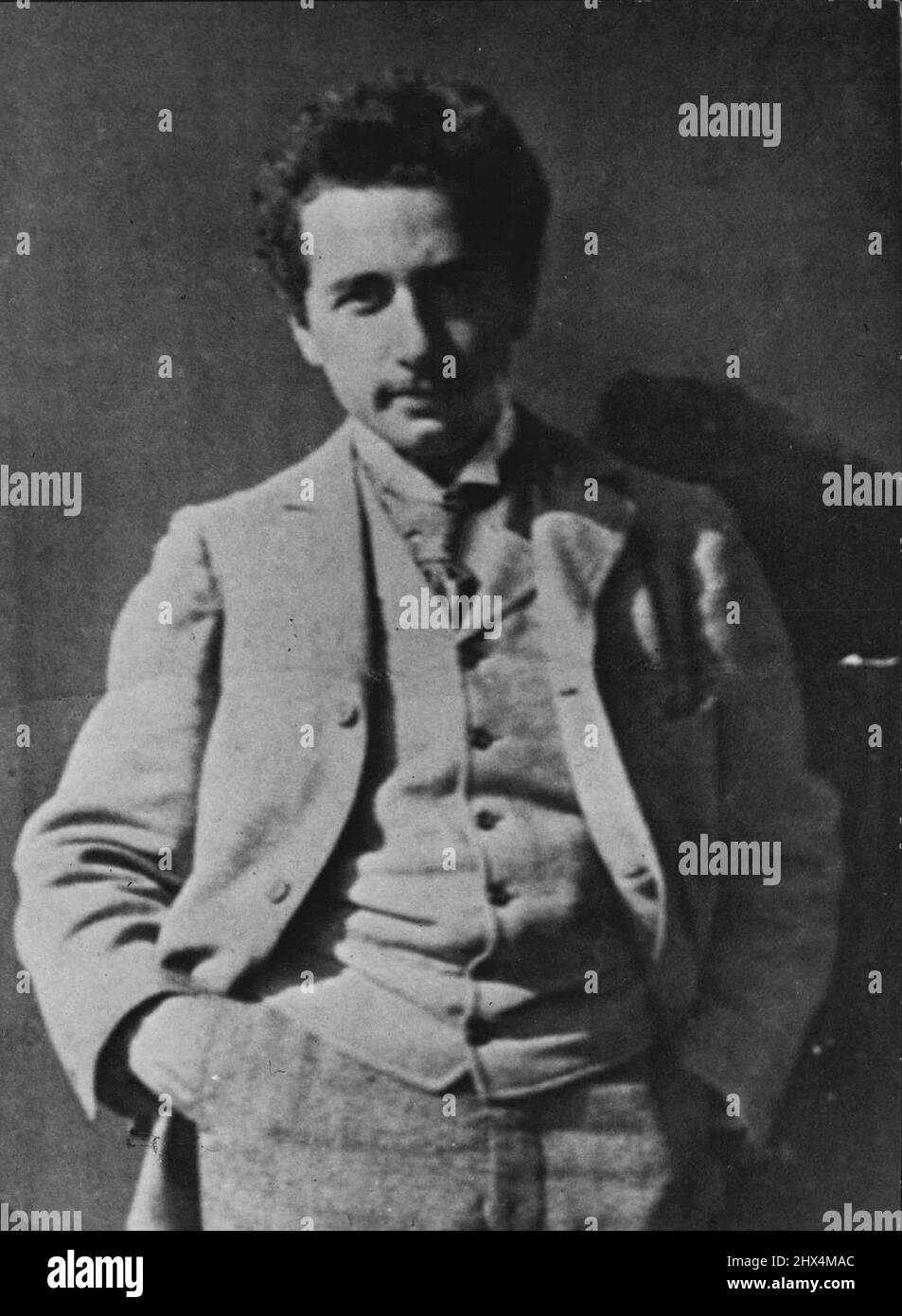 Prof. Albert Einstein in 1900. Photographed as student, aged 21, at Zuerich. October 3, 1950. (Photo by Camera Press). Stock Photo