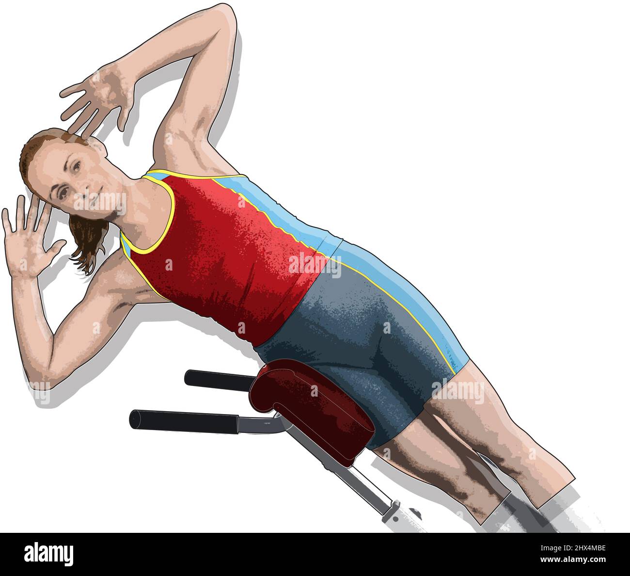 Woman performing side stretch exercise Stock Photo