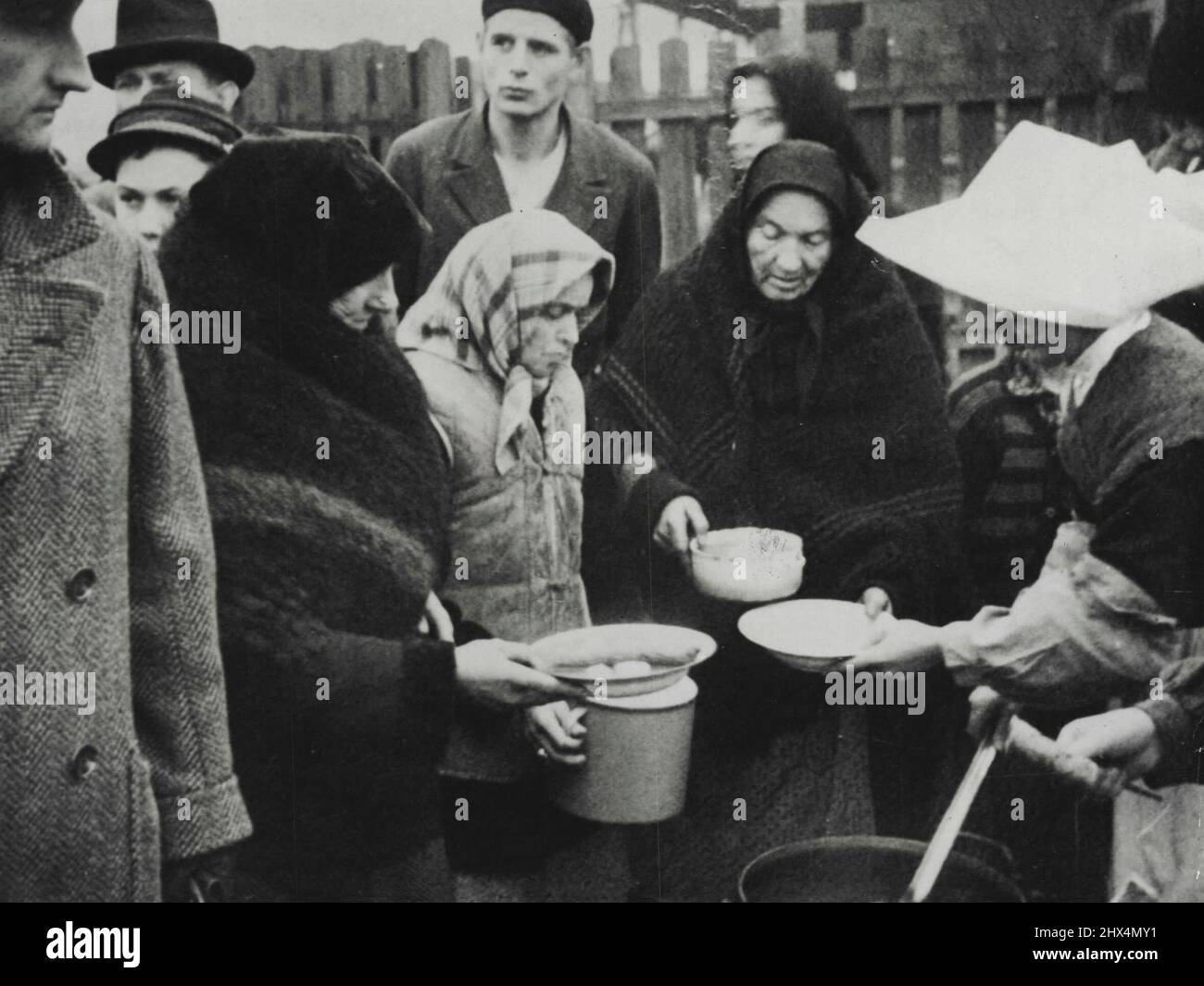 Hungarian Refugees From Yugoslavia -- Some of the refugees at dinner. January 07, 1935. Stock Photo