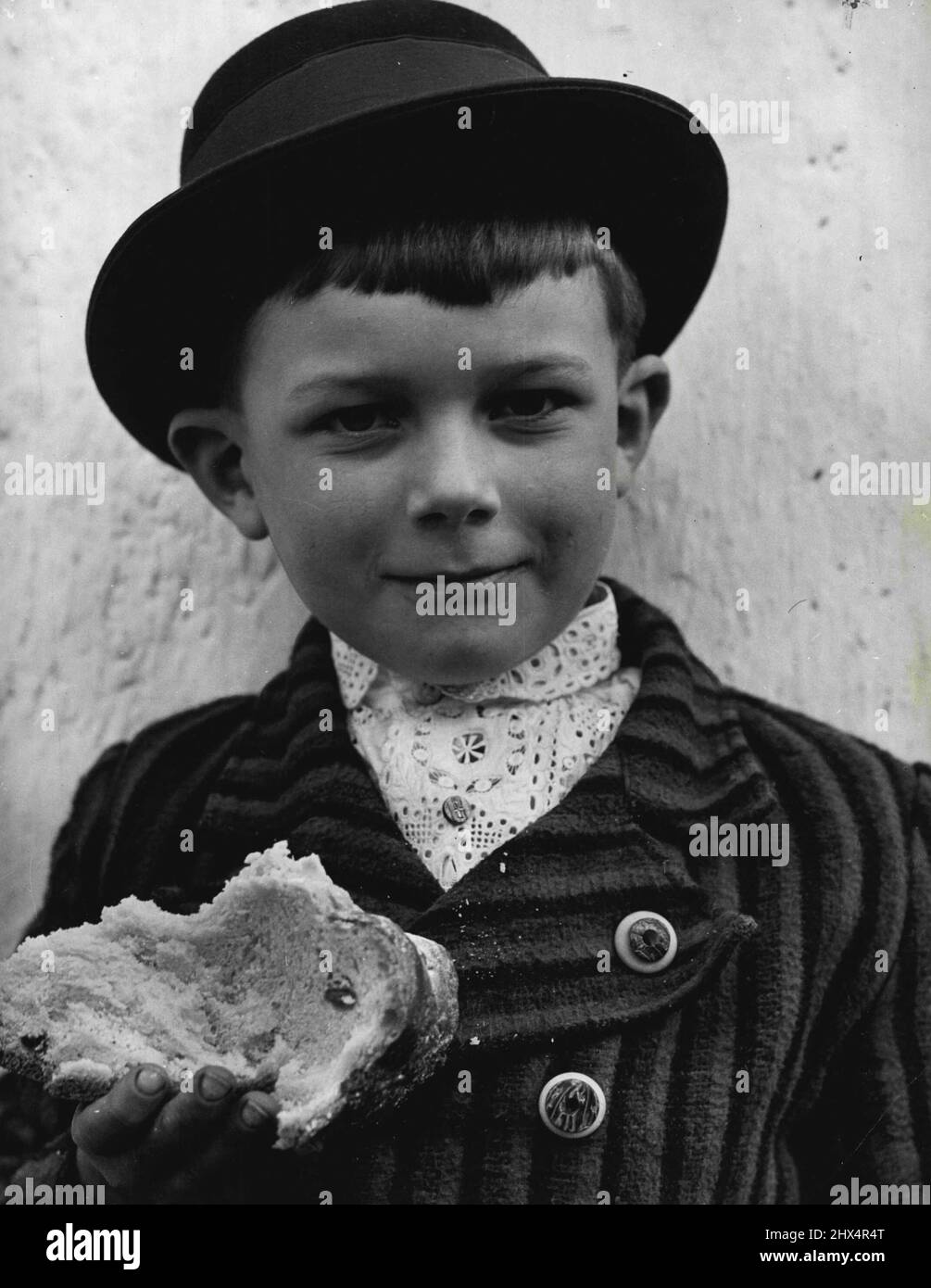 Czechoslovakia. Dapper: A peasant boy in handmade lace shirt and other finery. September 24, 1938. (Photo by Margaret Bourke-White, Pictures Incorporated). Stock Photo