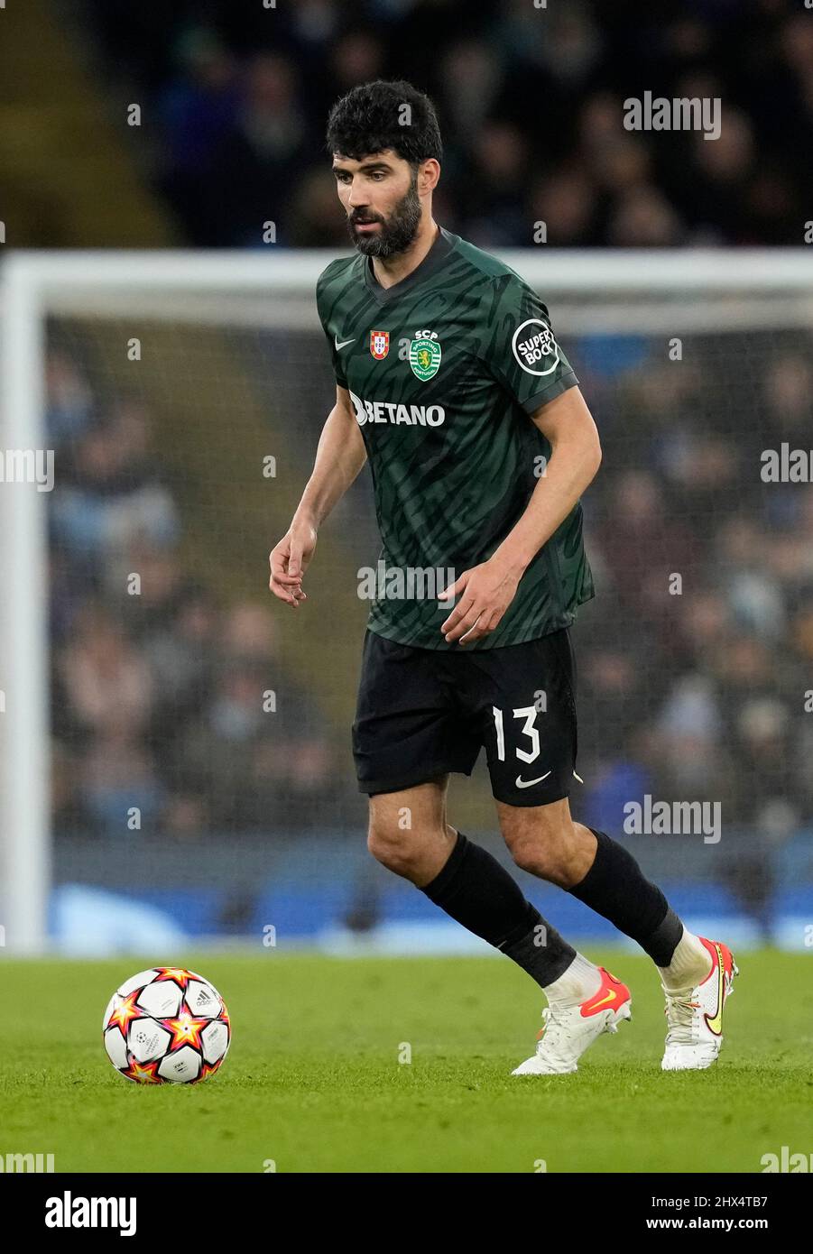 Manchester, England, 9th March 2022.   Luis Neto of Sporting Lisbon during the UEFA Champions League match at the Etihad Stadium, Manchester. Picture credit should read: Andrew Yates / Sportimage Stock Photo