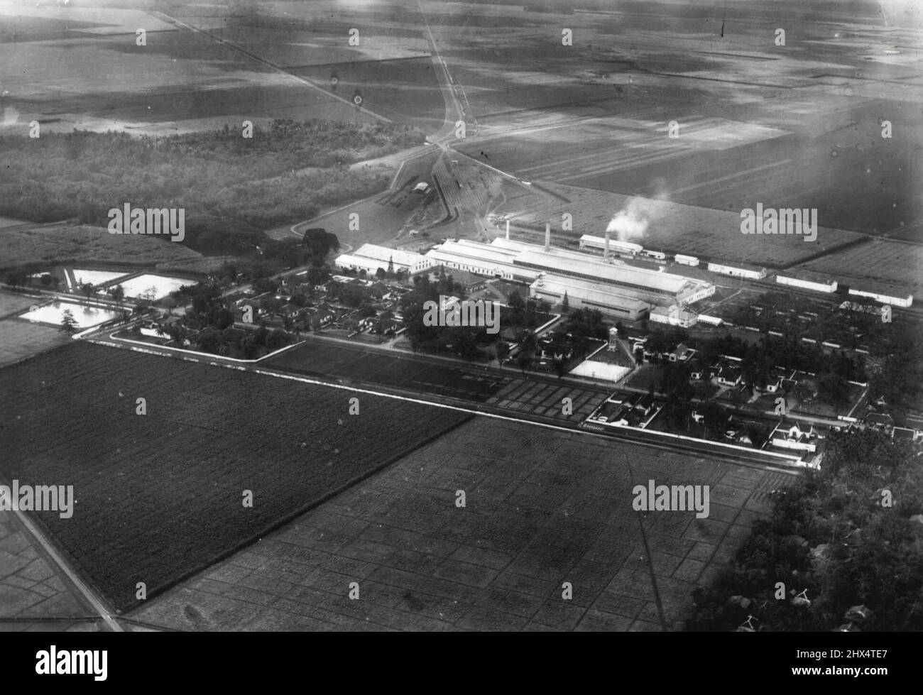 Aerial view of sugar factory. Java sugar factory. September 13, 1940