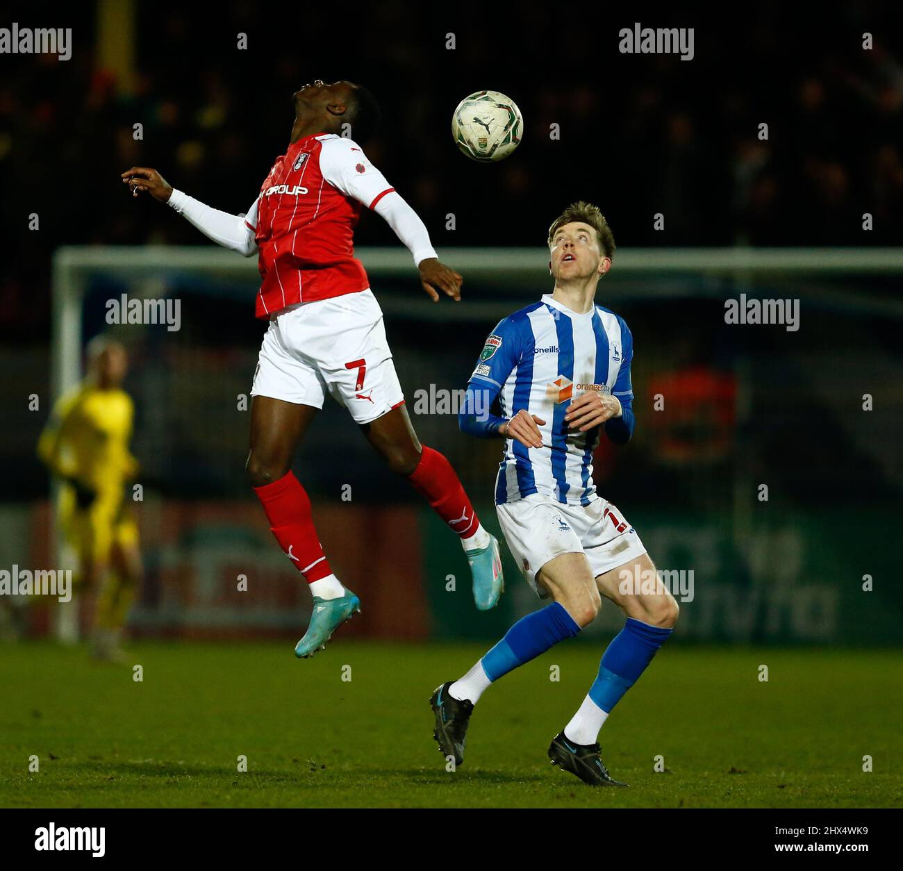 Hartlepool V Rotherham Rotherham United's Jordi Osei-Tutu and Hartlepool United's Tom Crawford ...