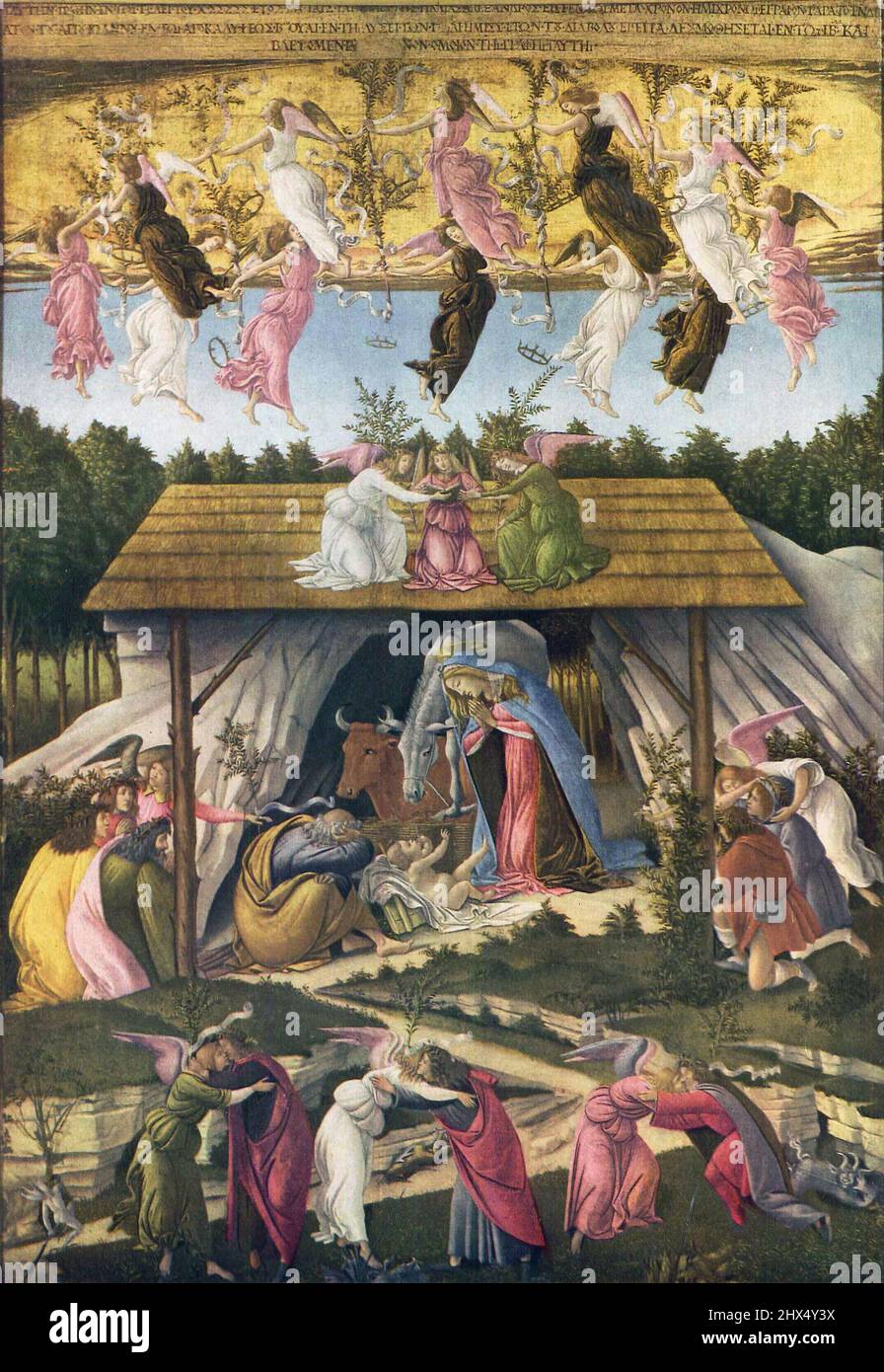 Sandro Botticelli The Mystical Nativity (1500 - 1501), Anbetung des Christkindes, Natividad mística, Mistyczne Narodzenie, 桑德罗·波提切利, 耶稣诞生, סנדרו בוטיצ Stock Photo