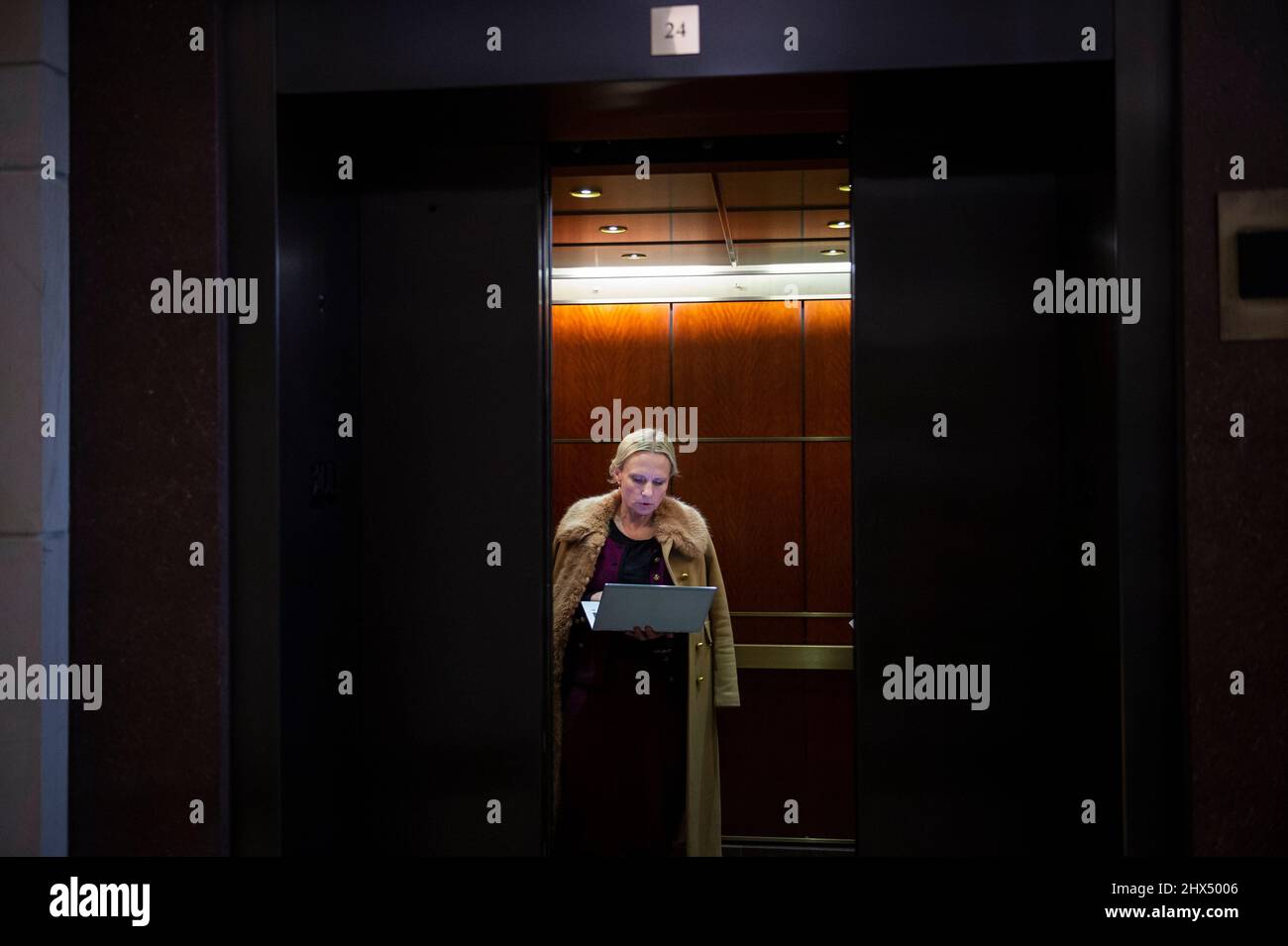 Washington, United States Of America. 09th Mar, 2022. United States Representative Victoria Spartz (Republican of Indiana) boards an elevator at the US Capitol in Washington, DC, Wednesday, March 9, 2022. Rep. Spartz was born in Nosivka, Ukraine. Credit: Rod Lamkey/CNP/Sipa USA Credit: Sipa USA/Alamy Live News Stock Photo