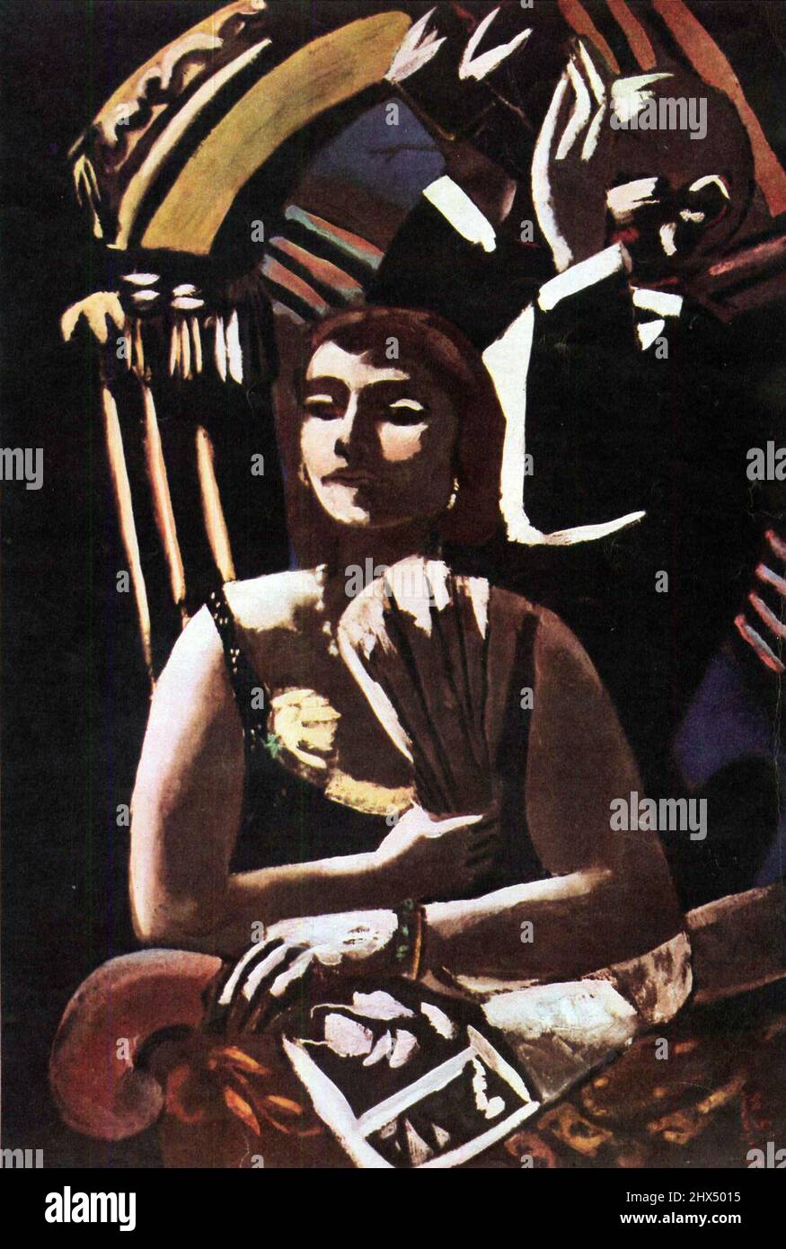 Max Beckmann, Die Loge (1928), The Theatre Box, Palco, ����˹��������,  ��Ժ�e�ĺ���, Lo?a, ??? ????; Kobieta w teatrze w wieczorowej sukni trzyma wachlarz Stock Photo