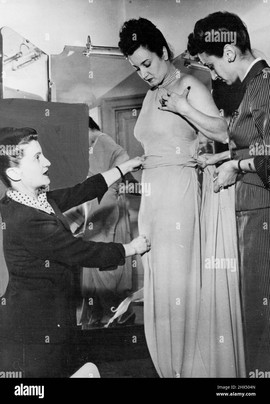 Fontana Sisters - Dress Designers. December 17, 1952. (Photo by The Associated Press Ltd.) Stock Photo