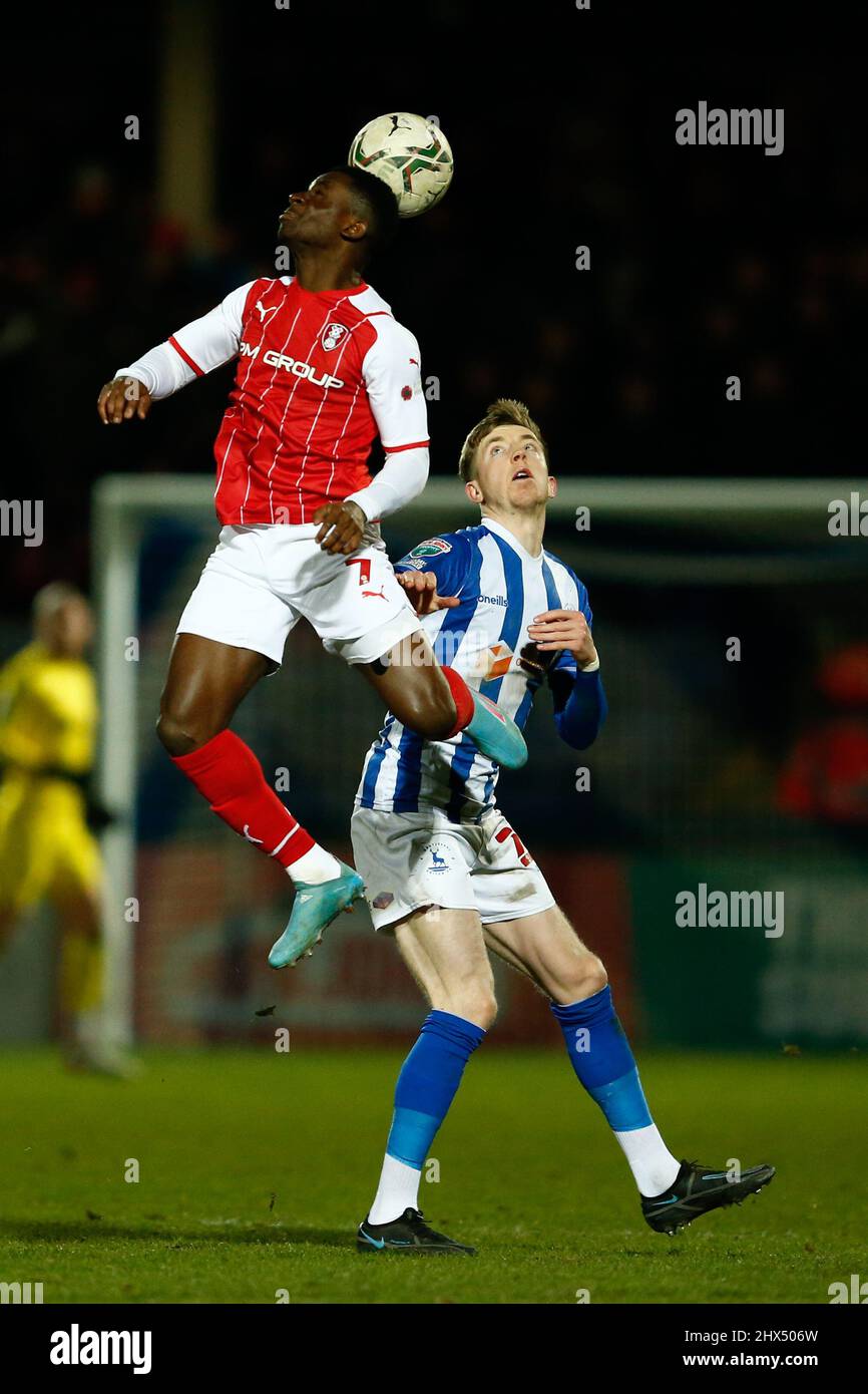 Hartlepool V Rotherham Rotherham United's Jordi Osei-Tutu and Hartlepool United's Tom Crawford ...