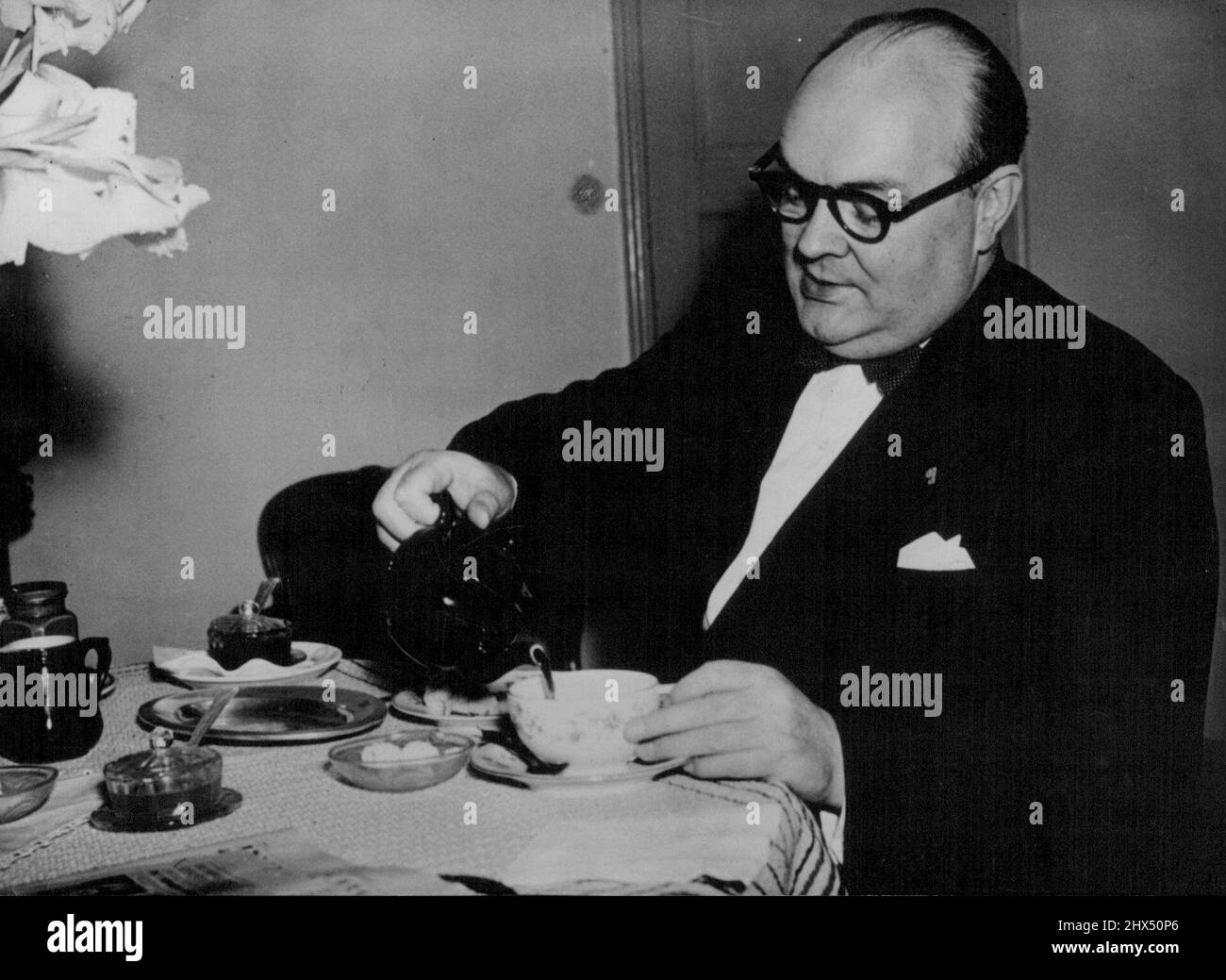 Paul-Henri Spaak - The great Belgian Statement is mentioned as likely successor to Mr. Trygve Lie as Secretary-General of United Nations. April 11, 1950. (Photo by Camera Press). Stock Photo