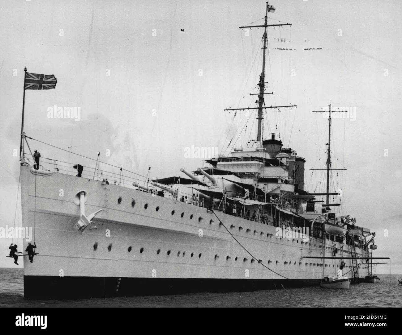 H.M.S. Norfolk Cruiser - British Navy. February 16, 1938. Stock Photo