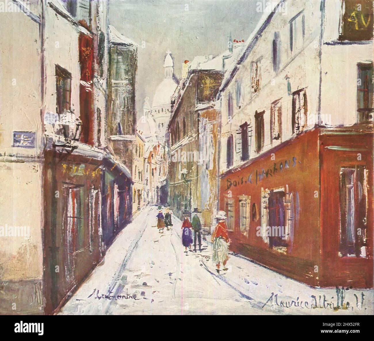 Maurice Utrillo, Maurice Valadon; 莫里斯·郁特里罗; Street on Montmartre overlooking Sacre Coeur; Straße auf dem Montmartre mit Blick auf Sacre Coeur, Paryż Stock Photo