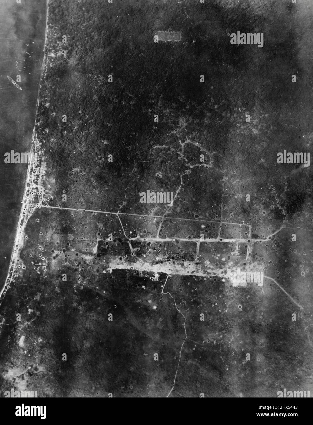 Solomon Islands - Damage & Invasion. January 28, 1944. (Photo by