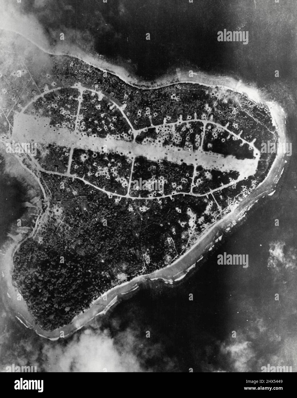 Solomon Islands - Damage & Invasion. January 28, 1944. (Photo by