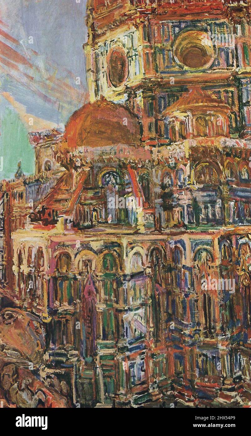 Oskar Kokoschka, The Duomo (fragment, detail), Florence, 1948; Der Dom von Florenz (Ausschnitt); Katedra we Florencji, ��˹�����¿����� obraz olejny, katedra Stock Photo