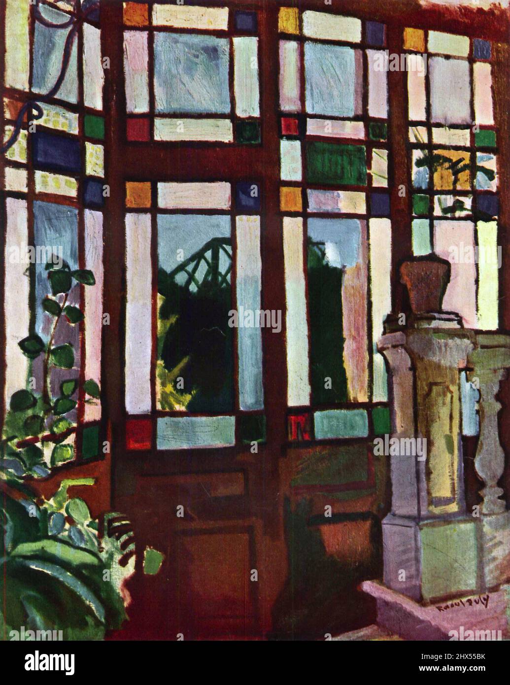 Raoul Dufy, Fenêtre avec coloré lunettes; Window with colorful glasses; Das farbige Fenster (1906); 拉乌尔·杜菲 Okno z kolorowymi szybami, witraż 野兽派 Stock Photo
