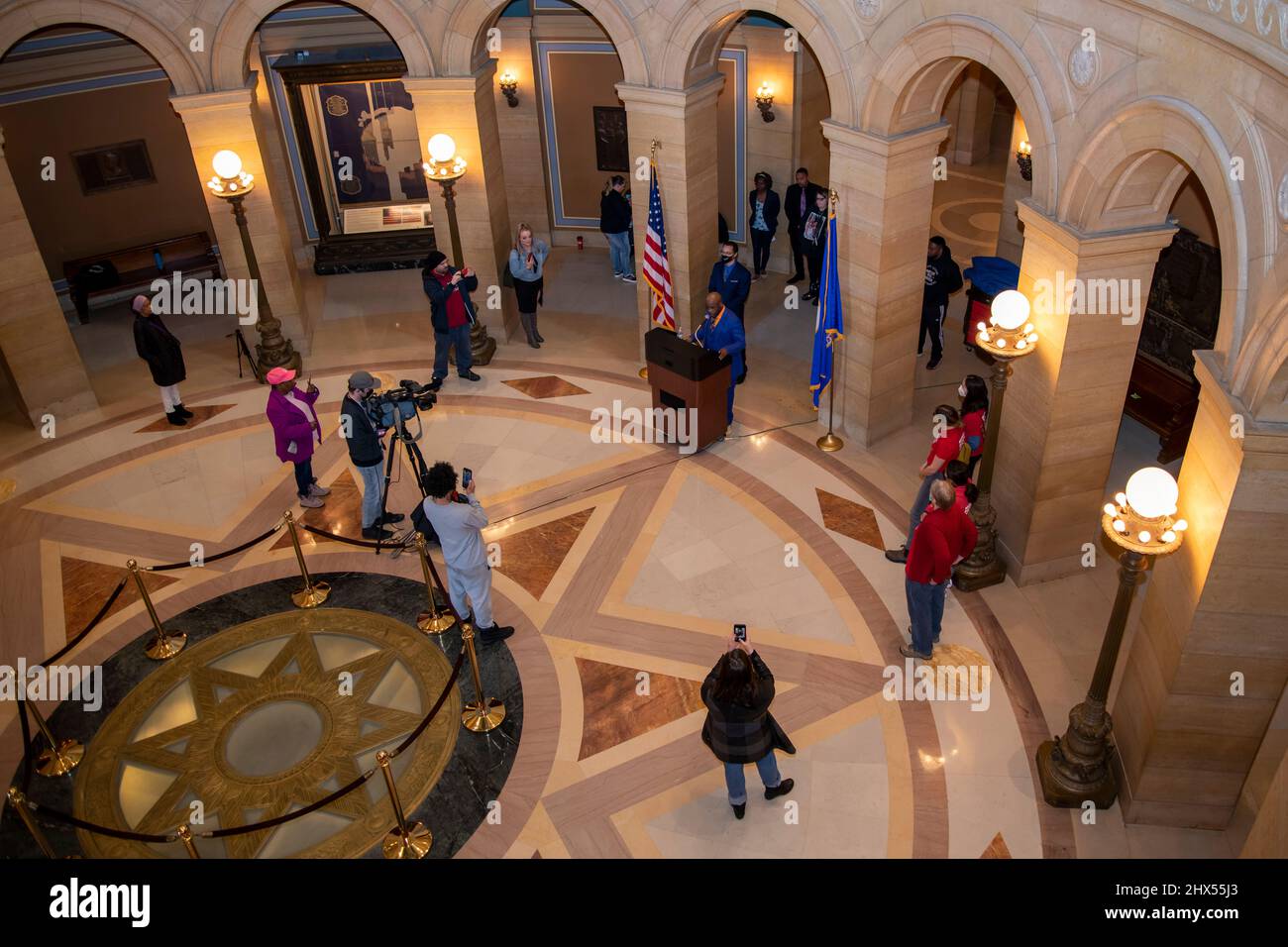 St. Paul, Minnesota. February 28, 2022. Protect our babies. People rally at the capitol to have legislation passed for black families and a safety ini Stock Photo
