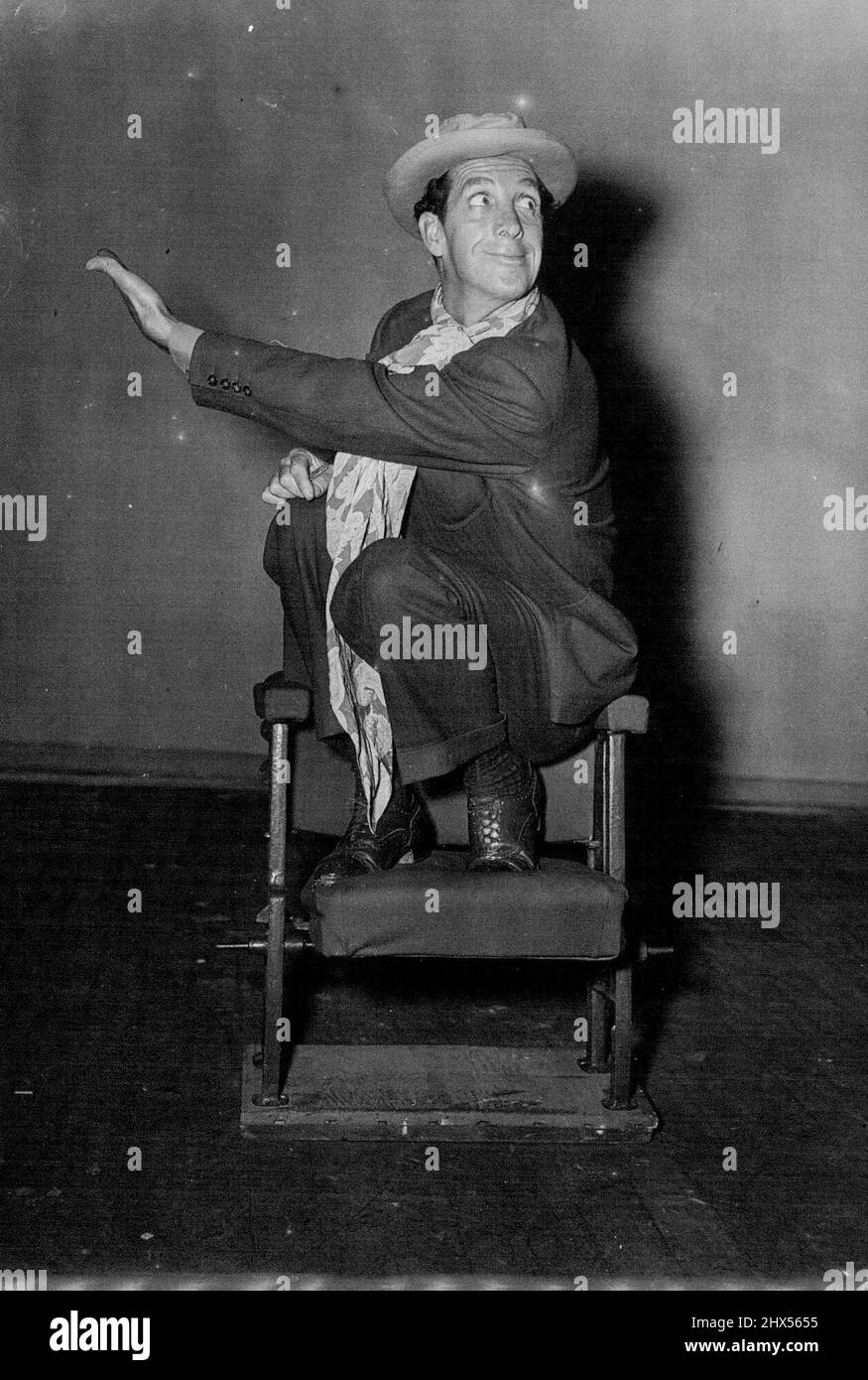 A Comedian's Satire On Jitterbug -- Attendant complaints, Jitterbug pugnacious. December 23, 1947. Stock Photo