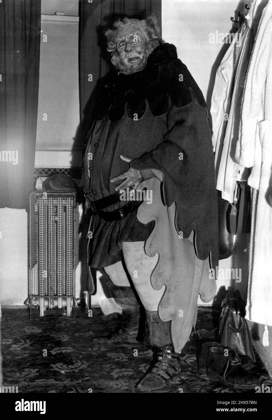 Anthony Quayle -- FAT. He emerges from his dressing - room as 22-st., wheezy, blustering 65-year-old Falstaff. May 10, 1953. Stock Photo