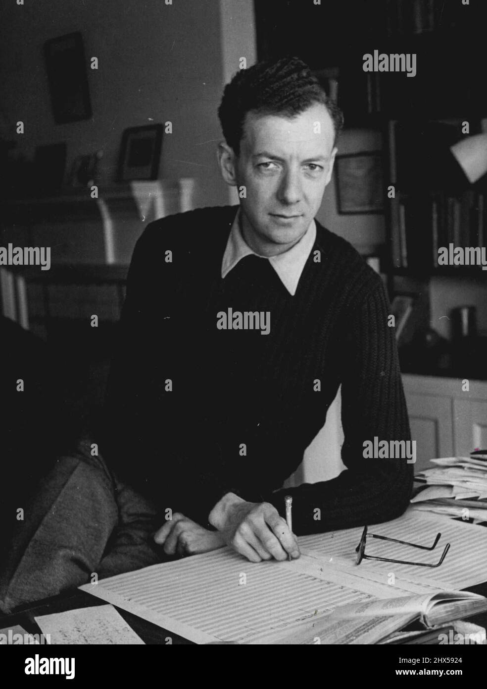 Benjamin Britten British Composer. February 08, 1955. (Photo by Camera Press). Stock Photo